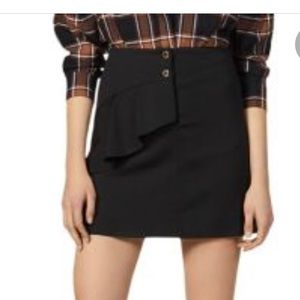 Sandro Janne ruffled stretch twill mini skirt black small size 1